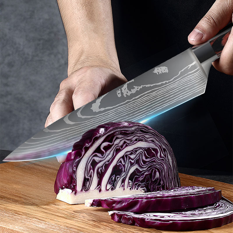 Damascus-Style Kitchen Knife Set