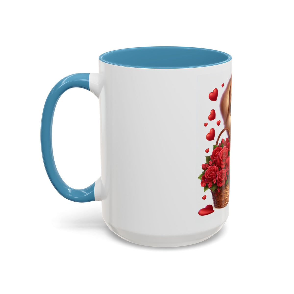 "Puppy and Roses" Accent Coffee Mug (11, 15oz) - OLM Store