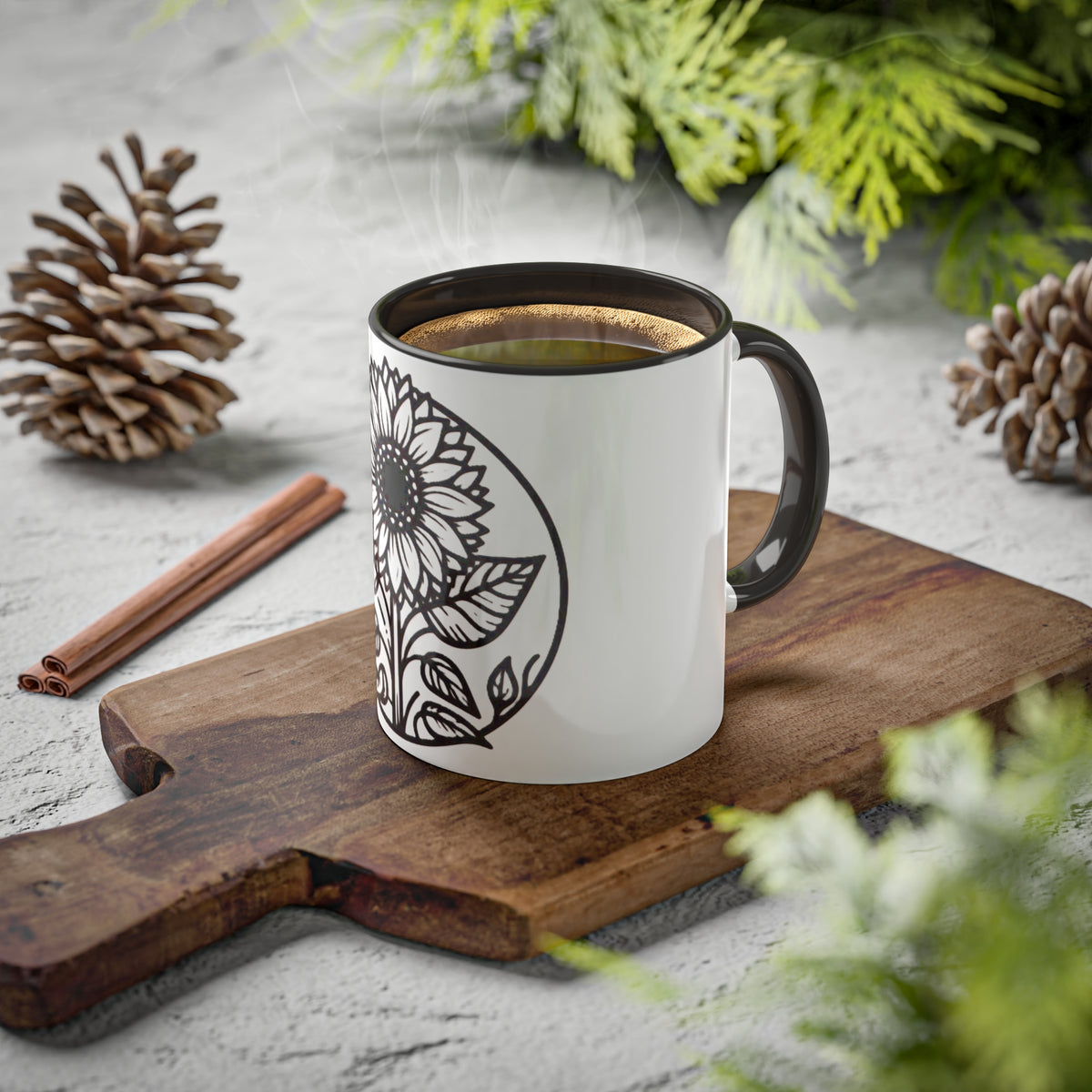 Brighten Your Mornings with Our White Sunflower Coffee Mug