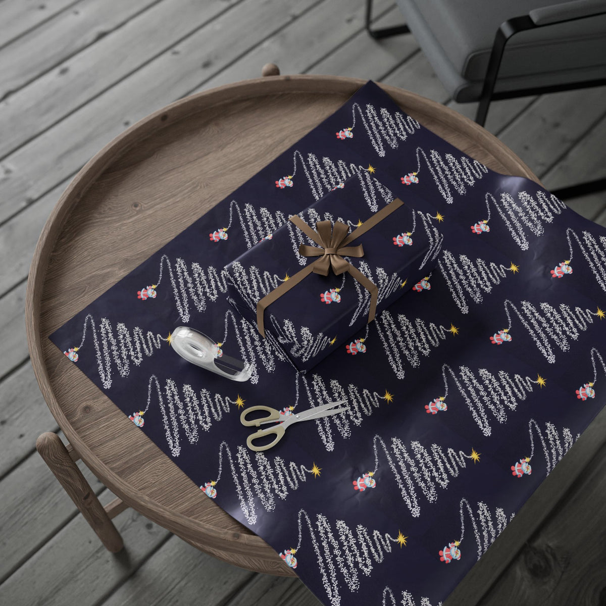 Celebratory Firework Christmas Tree Wrapping Paper for Enchanting Gifts