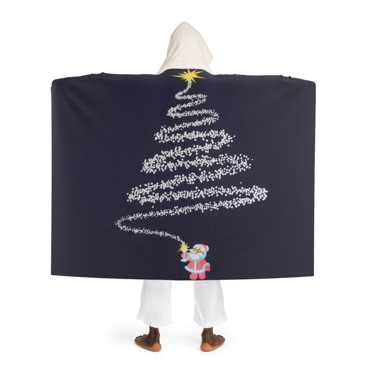 Cozy Up with Our Fireworks Christmas Tree Fleece Blanket - Hooded Sherpa Style