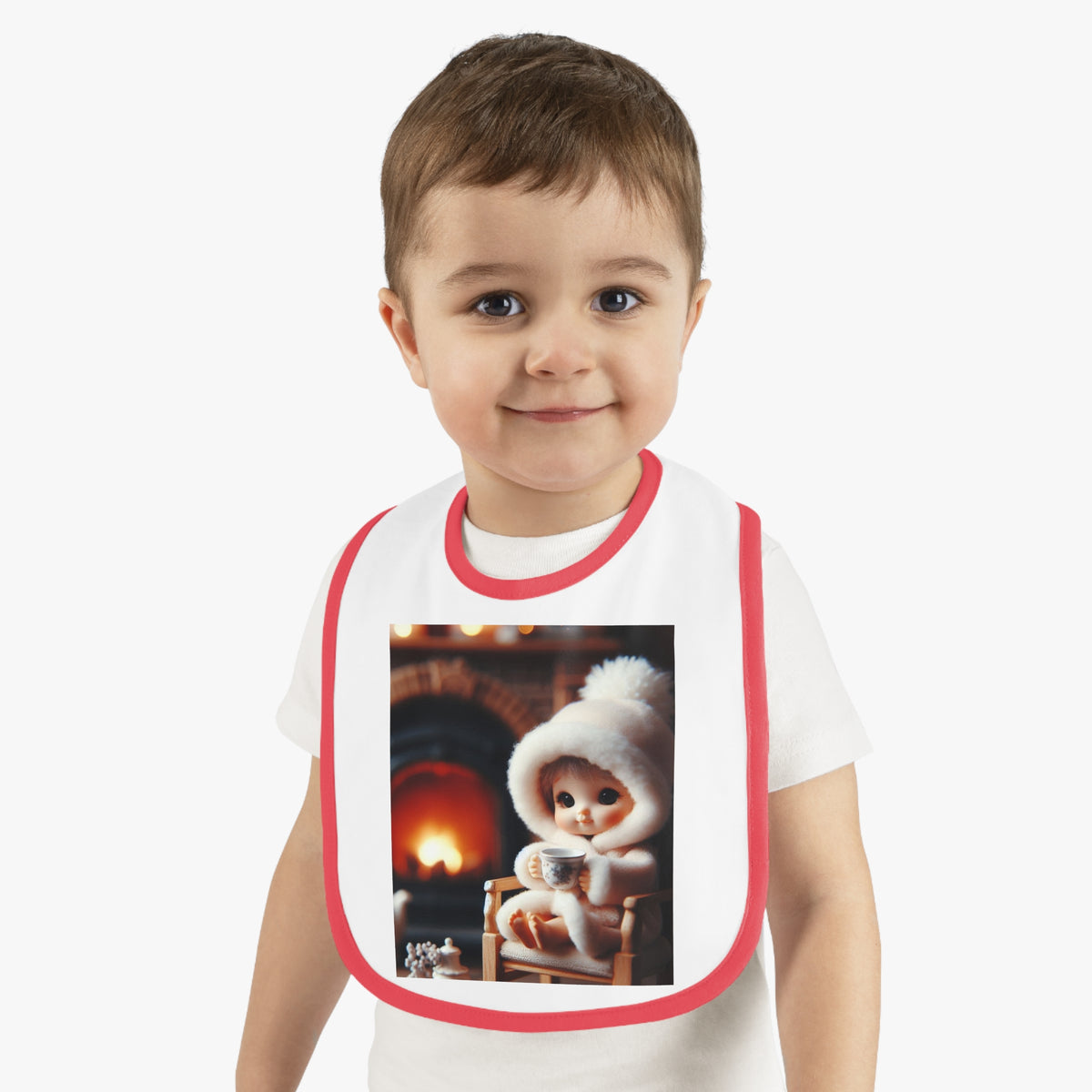 "Cozy Fire" Baby Contrast Trim Jersey Bib - OLM Store