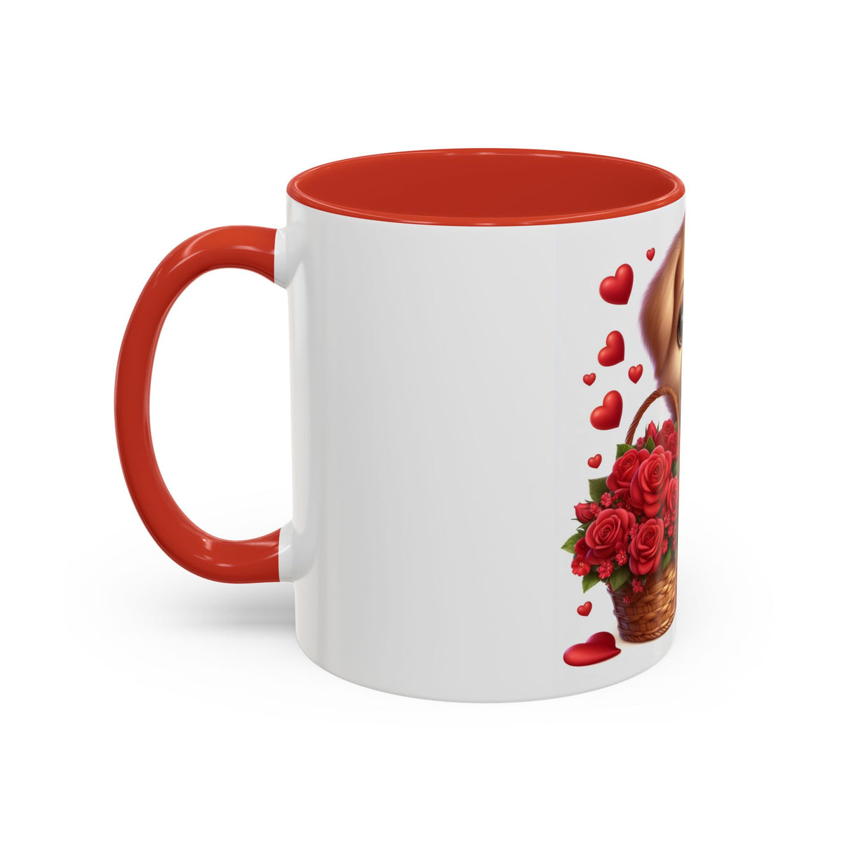 "Puppy and Roses" Accent Coffee Mug (11, 15oz) - OLM Store