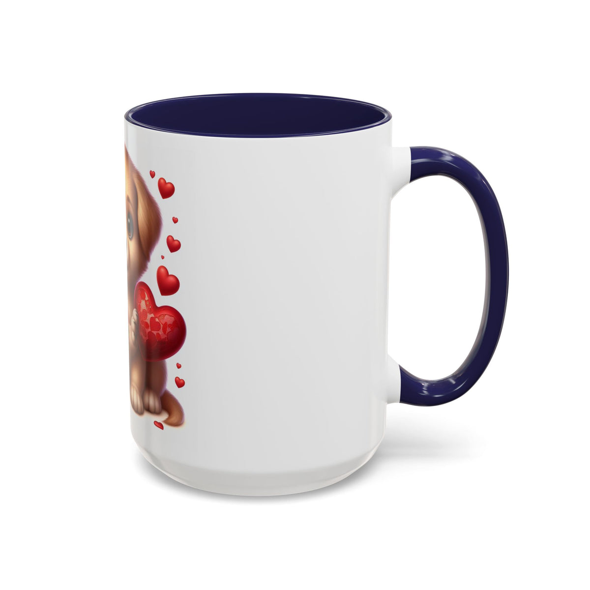 "Puppy and Roses" Accent Coffee Mug (11, 15oz) - OLM Store