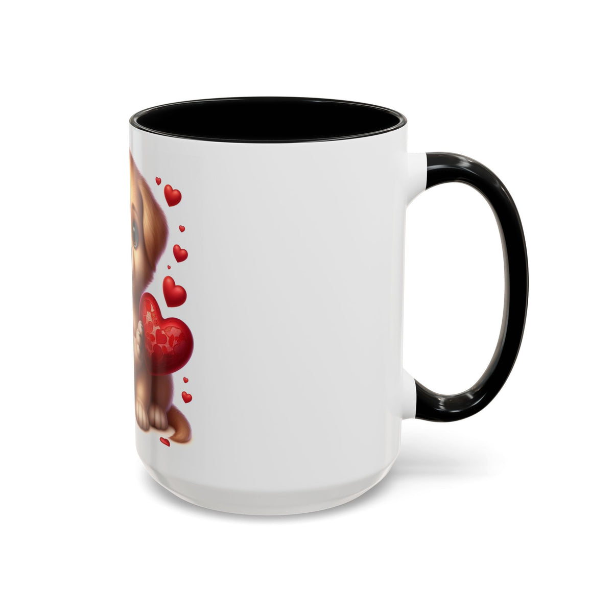 "Puppy and Roses" Accent Coffee Mug (11, 15oz) - OLM Store