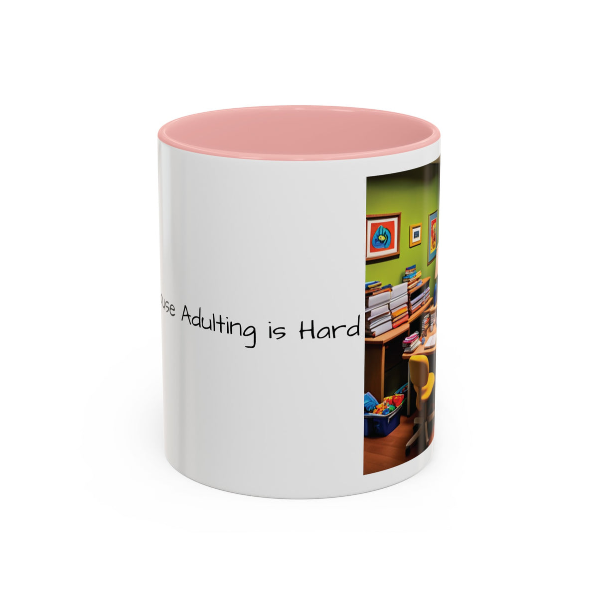 “Coffee: Because Adulting is Hard" Accent Coffee Mug (11, 15oz) - OLM Store