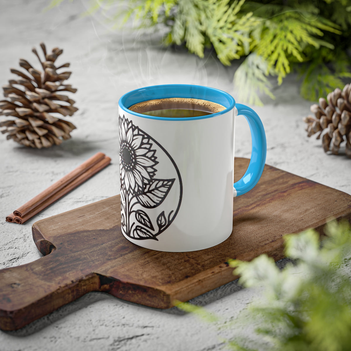 Brighten Your Mornings with Our White Sunflower Coffee Mug
