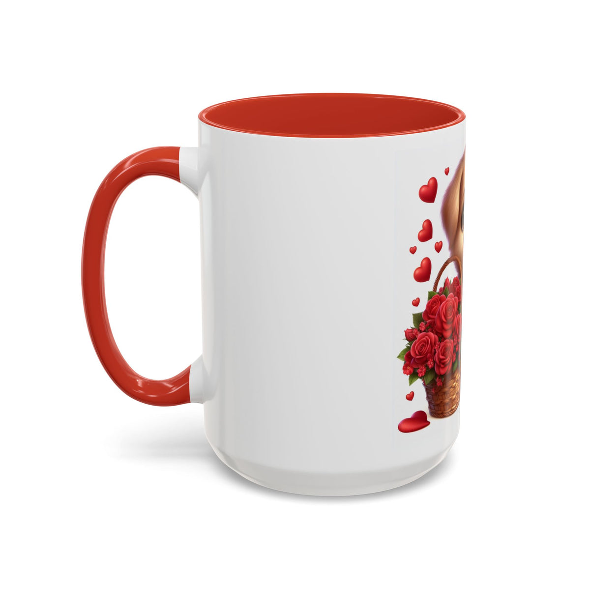 "Puppy and Roses" Accent Coffee Mug (11, 15oz) - OLM Store