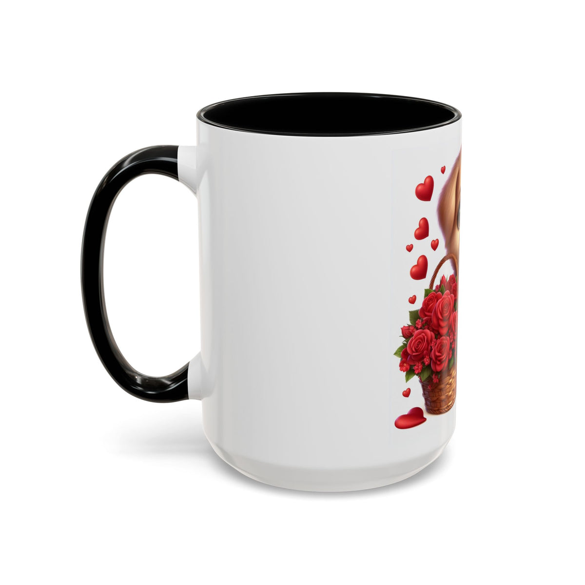 "Puppy and Roses" Accent Coffee Mug (11, 15oz) - OLM Store