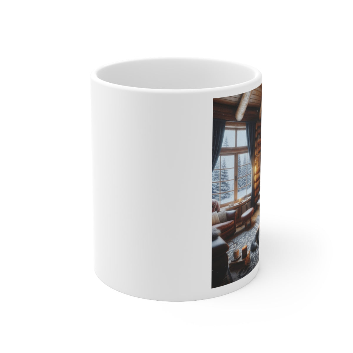 White Ceramic Log Cabin Mug, 11oz - OLM Store