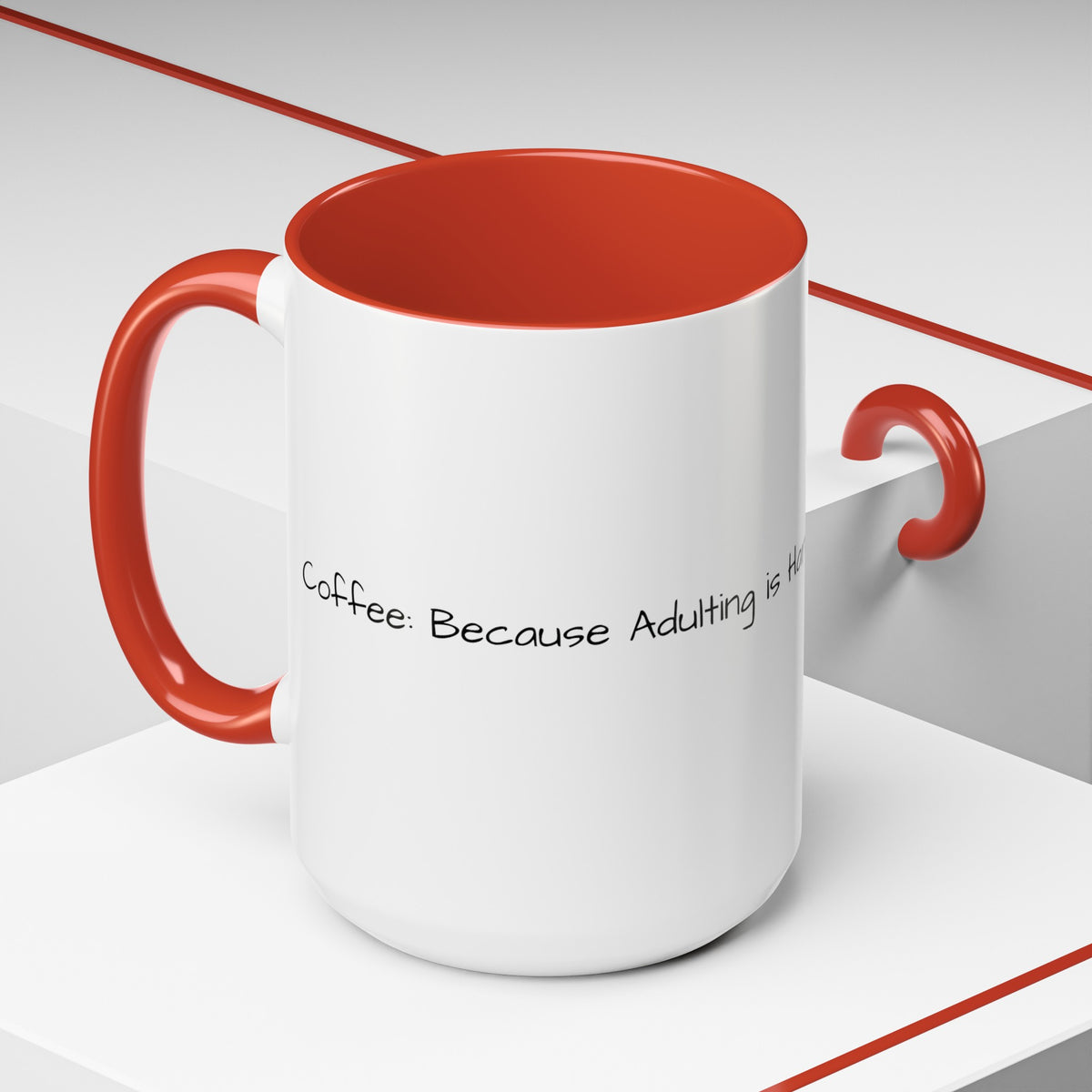 “Coffee: Because Adulting is Hard" Accent Coffee Mug (11, 15oz) - OLM Store