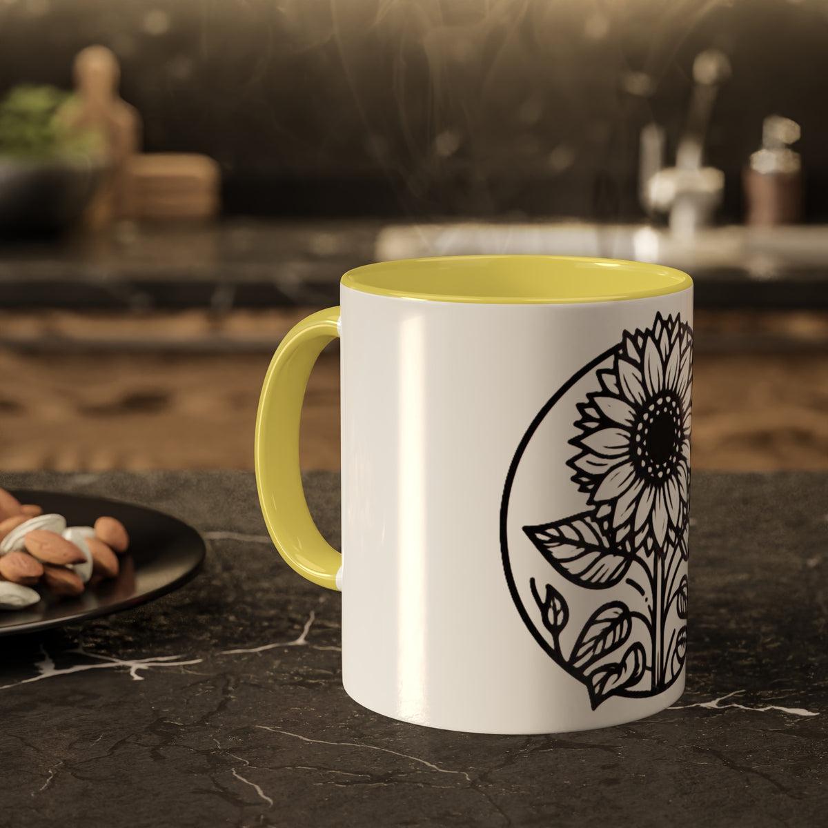 Brighten Your Mornings with Our White Sunflower Coffee Mug