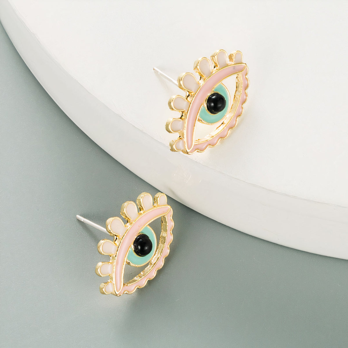 Leah Evil-Eye Stud Earrings in 18K Gold Vermeil