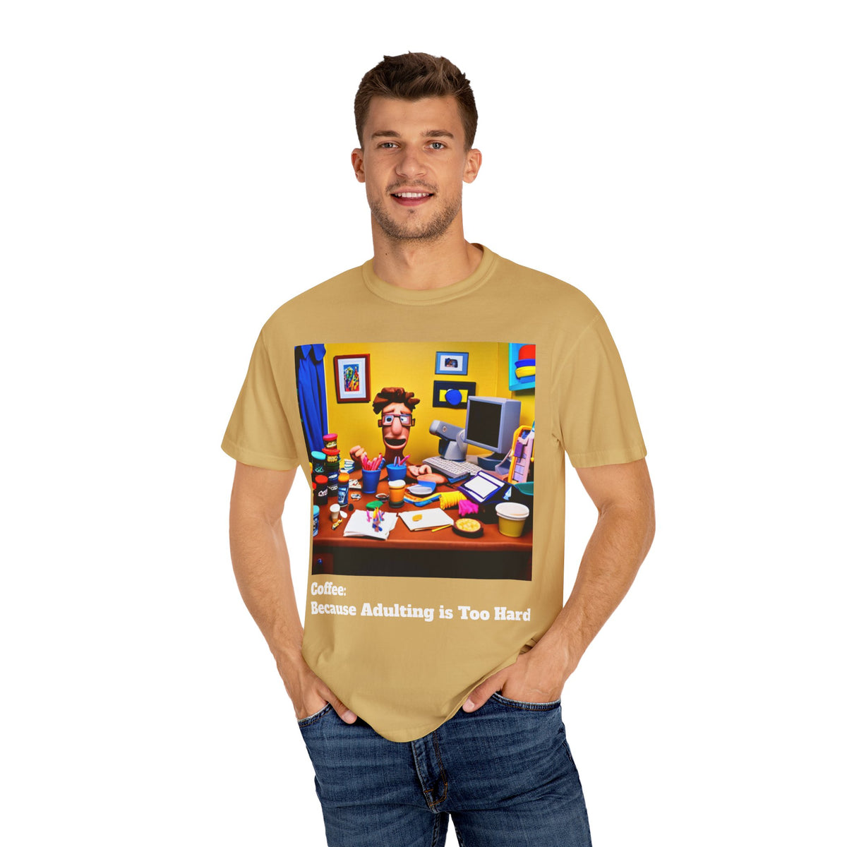 Unisex "Coffee: Because Adulting is Too Hard" Garment-Dyed T-shirt - OLM Store