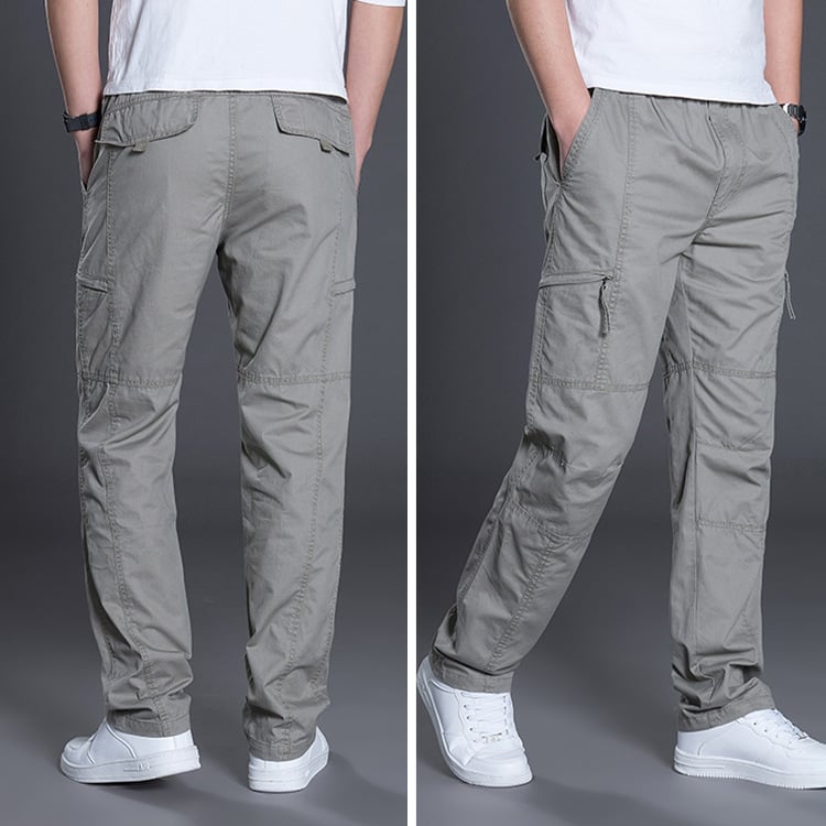 Men’s Plus Size Cotton Trousers with Pockets