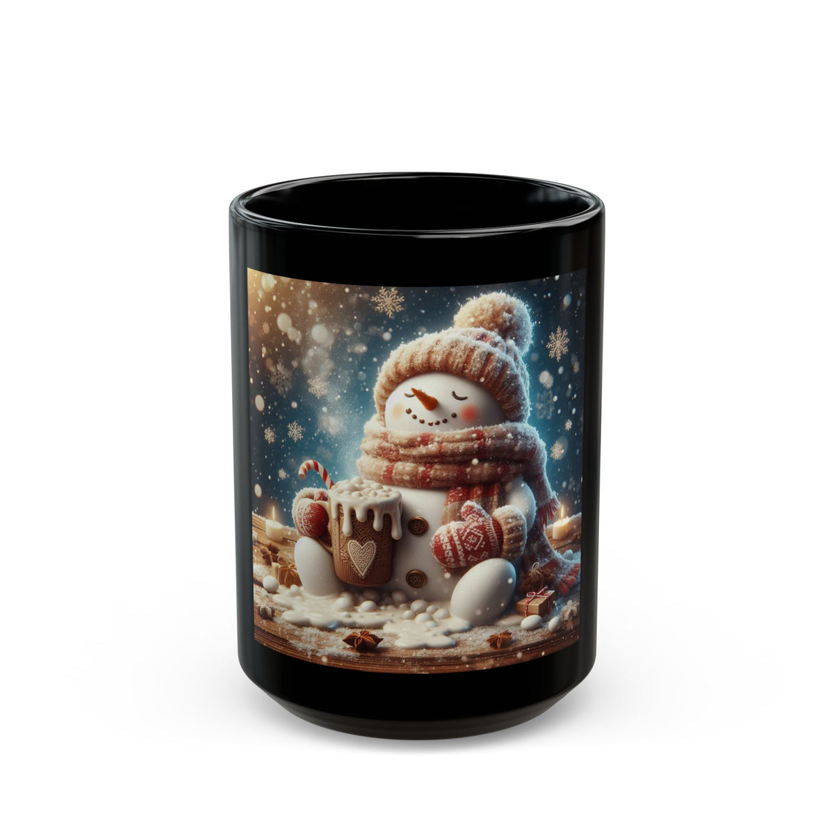Snowman Black Mug - Embrace Winter with Every Sip