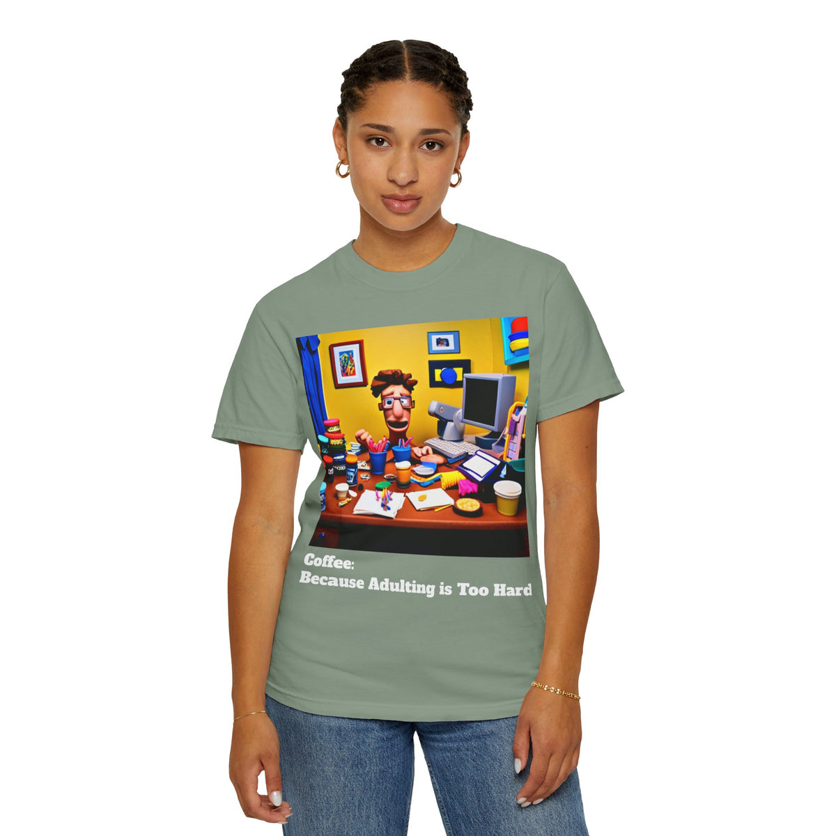 Unisex "Coffee: Because Adulting is Too Hard" Garment-Dyed T-shirt - OLM Store