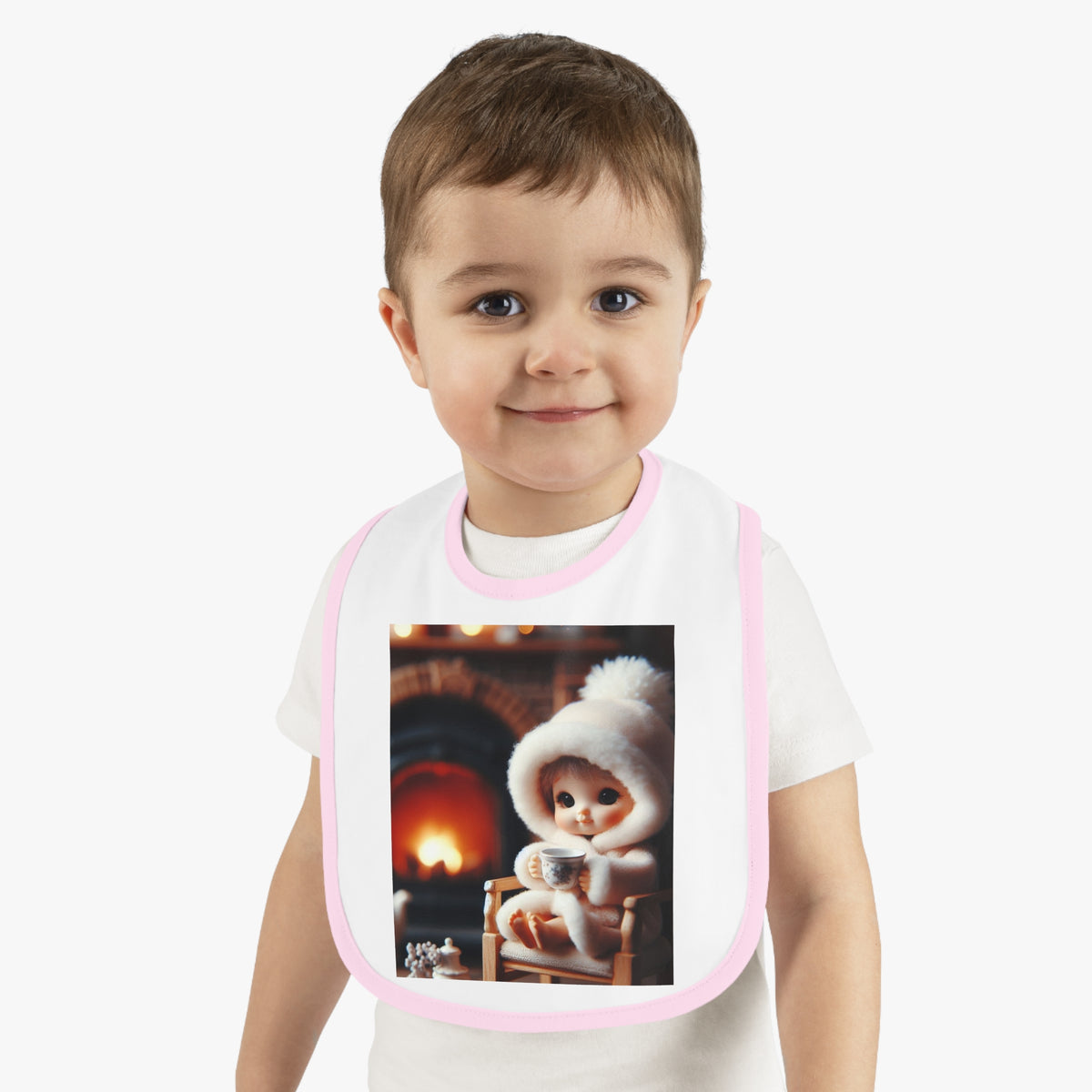 "Cozy Fire" Baby Contrast Trim Jersey Bib - OLM Store