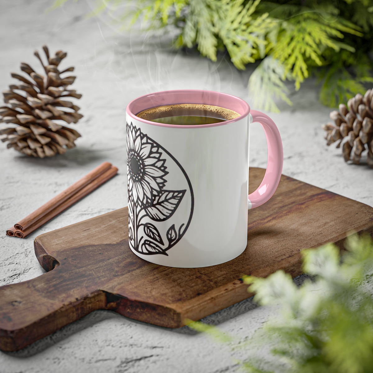 Brighten Your Mornings with Our White Sunflower Coffee Mug