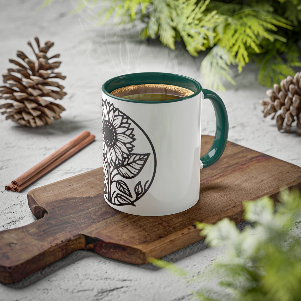 Brighten Your Mornings with Our White Sunflower Coffee Mug