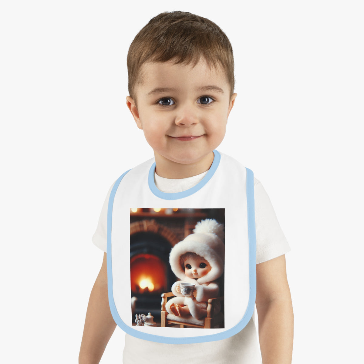 "Cozy Fire" Baby Contrast Trim Jersey Bib - OLM Store