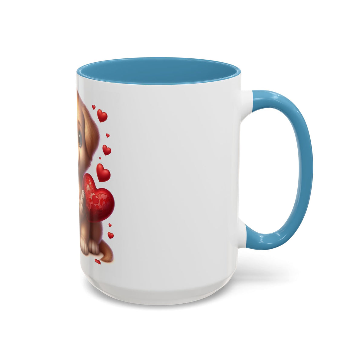 "Puppy and Roses" Accent Coffee Mug (11, 15oz) - OLM Store