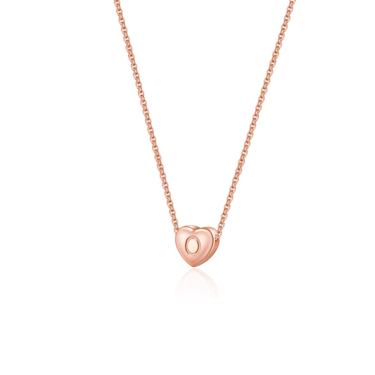 Monily Letter O Heart Necklace – Rose Gold Plated