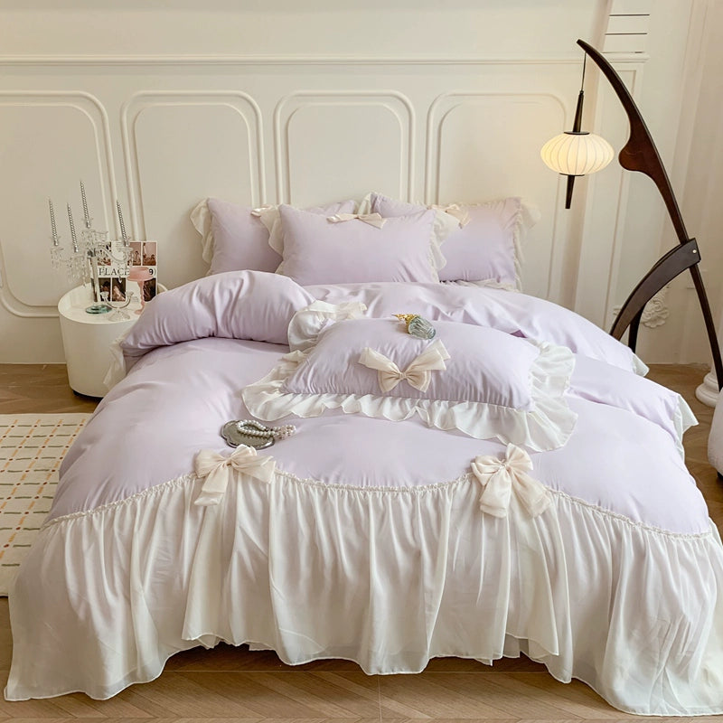 Bows Fairy Milk Powder Chiffon Sweetheart Sheets - OLM Store