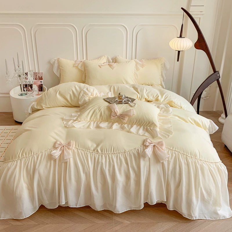 Bows Fairy Milk Powder Chiffon Sweetheart Sheets - OLM Store