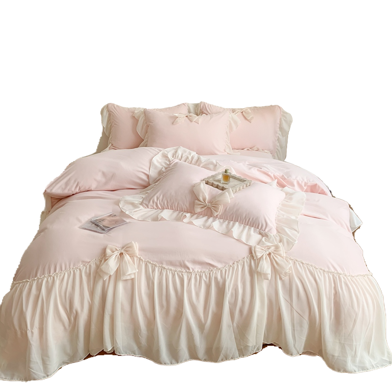 Bows Fairy Milk Powder Chiffon Sweetheart Sheets - OLM Store