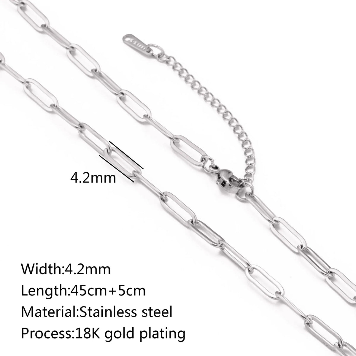 5‑Piece Stainless Steel Chain Necklace Set – Bead, Rope, Cuban, Paperclip & Snake Link Chains for Women, 18K Gold & Steel DIY Jewelry