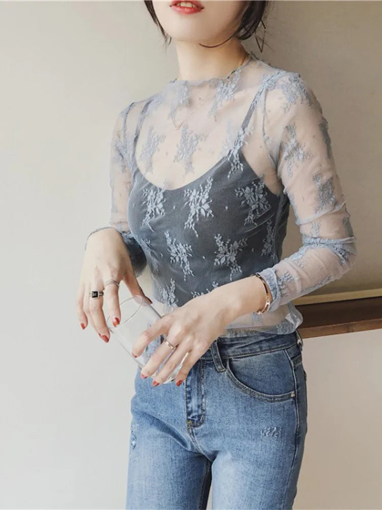 Lace Floral Embroidery Blouse - OLM Store