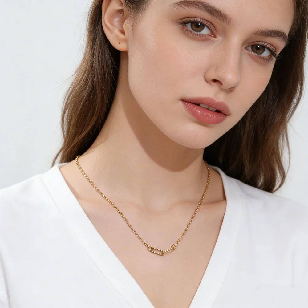 Elevate Your Style with the Paperclip Link Chain Necklace – Trendy Stainless Steel Choker for Women