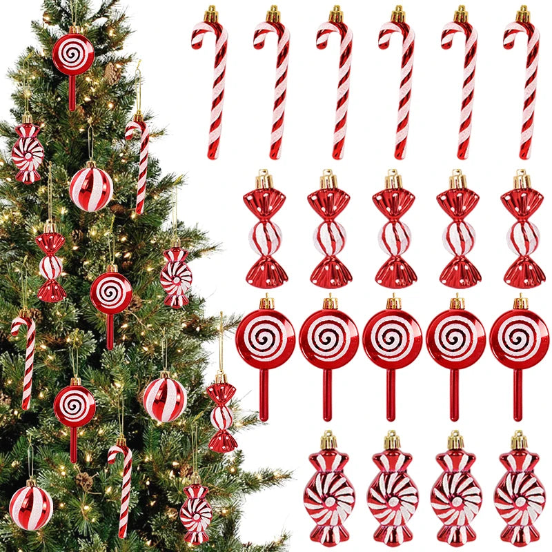 6pcs Christmas Lollipop Candy Cane Pendant - OLM Store