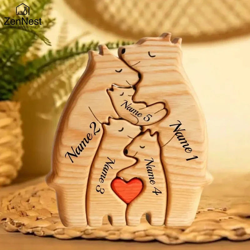 Engaging Personalized Wooden Bear Puzzle – A Heartfelt Family Keepsake