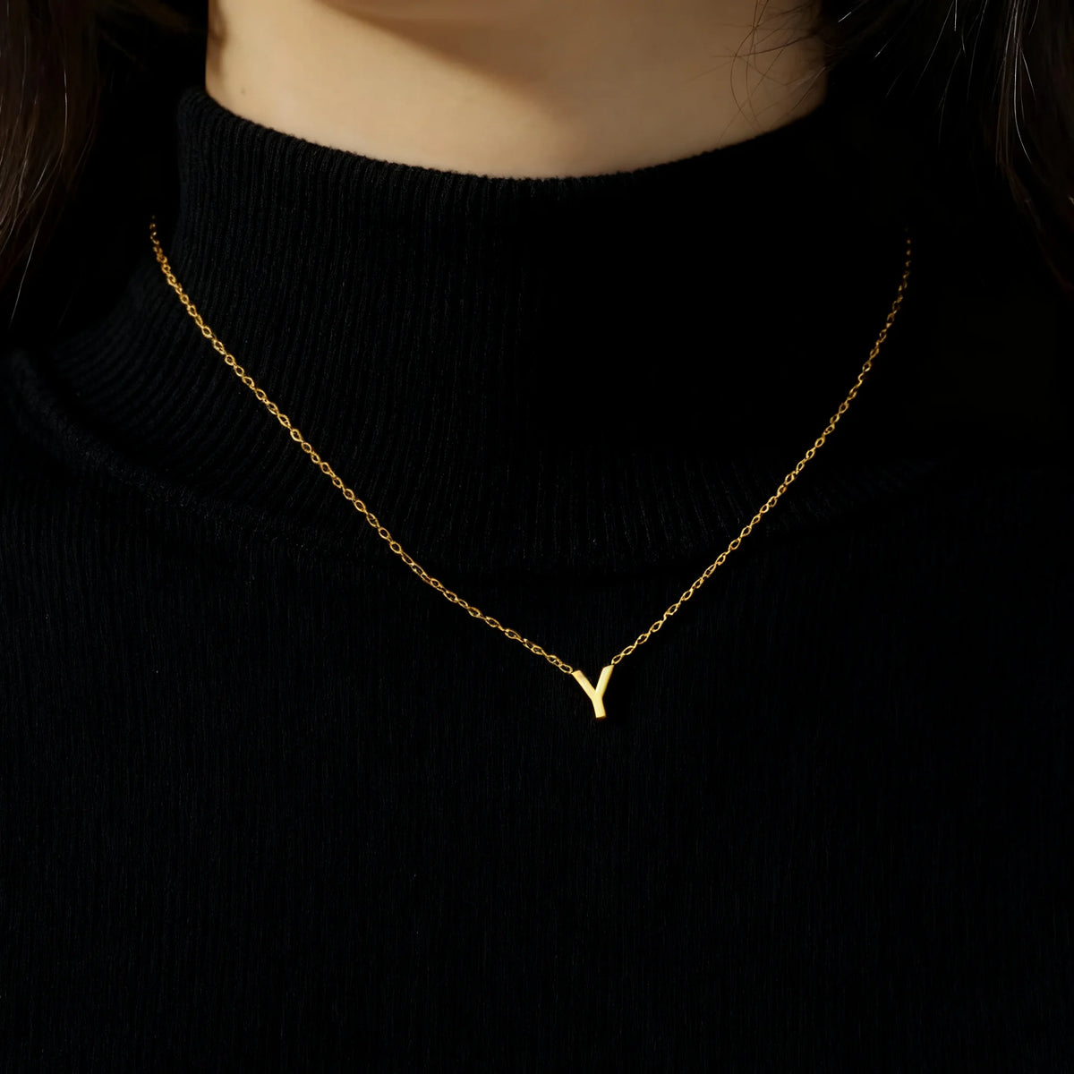 Personalized Minimalist Necklace – A-Z Initial Pendant in Stainless Steel & Gold