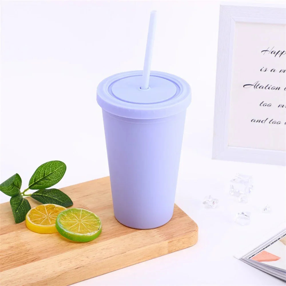 Double-layer Candy Color Straw Cup - OLM Store