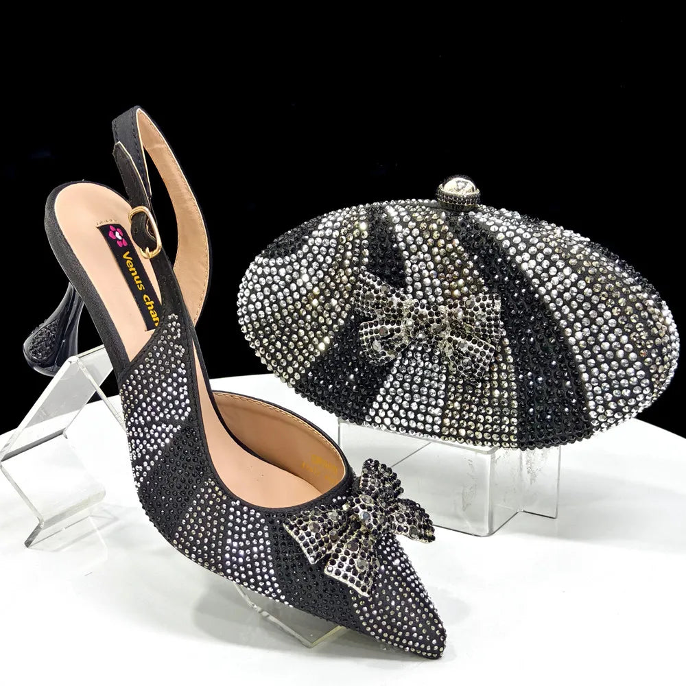 Luxurious Italian Women's Heels and Handbag Set – Perfect for Bridal and Evening Events