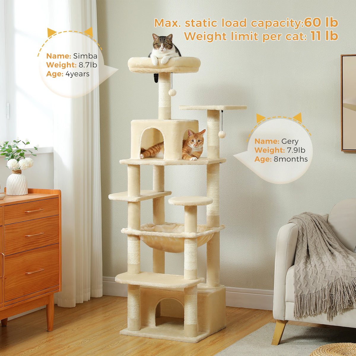 Transform Your Home with Our Large Cat Tree - 72.44 inches of Fun!