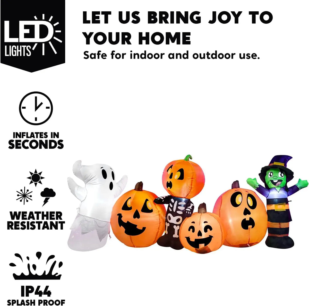 8 ft Halloween Inflatable Yard Decoration: Spooky Witch, Ghost, Skeleton & Pumpkin Patch for Your Outdoor Display