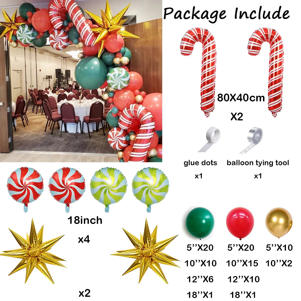 Red Green Celebration Balloons Garland Arch Kit - OLM Store
