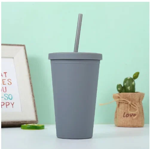 Double-layer Candy Color Straw Cup - OLM Store