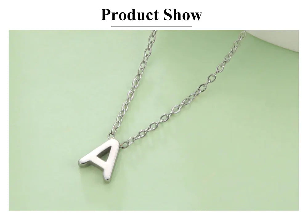 Personalized Minimalist Necklace – A-Z Initial Pendant in Stainless Steel & Gold
