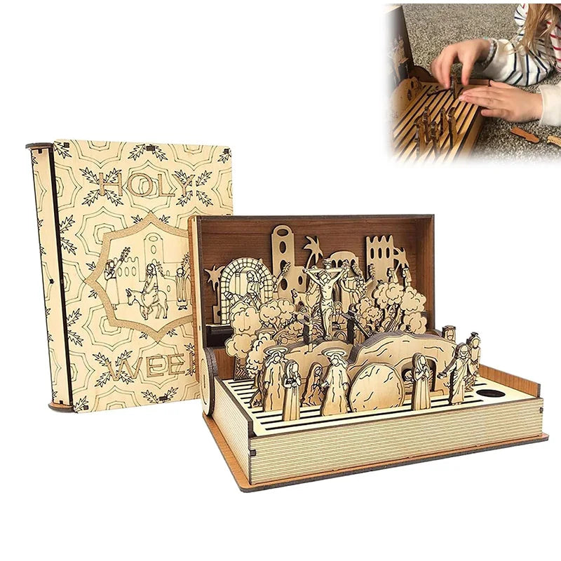 Easter Resurrection Wooden Book Set – A Heartfelt Tribute to the Holy Week