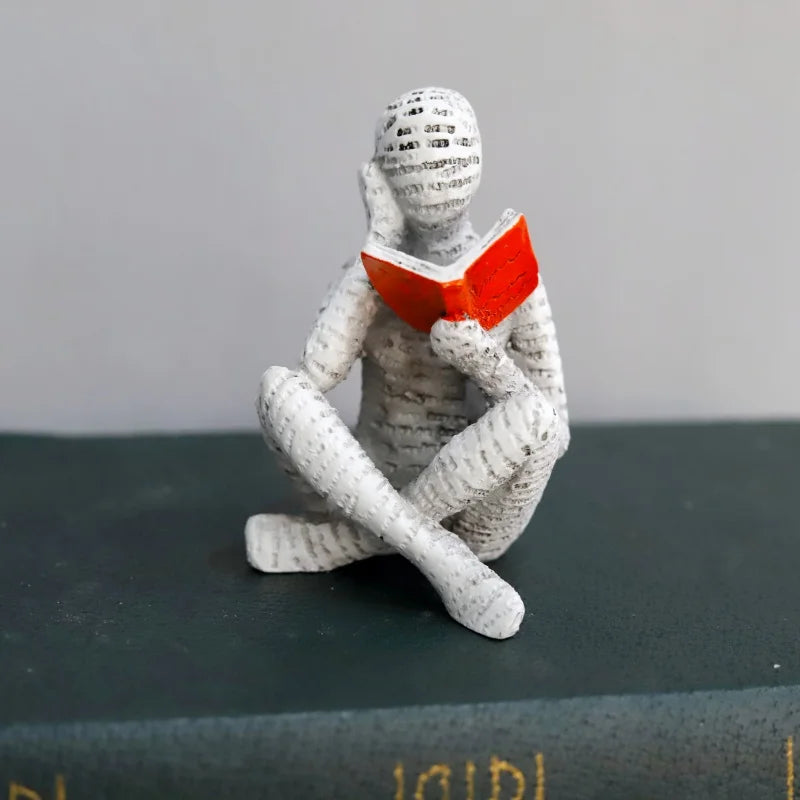 Reading Woman Thinker Statue – Elevate Your Home & Office Decor with Creative Paper Pulp Art