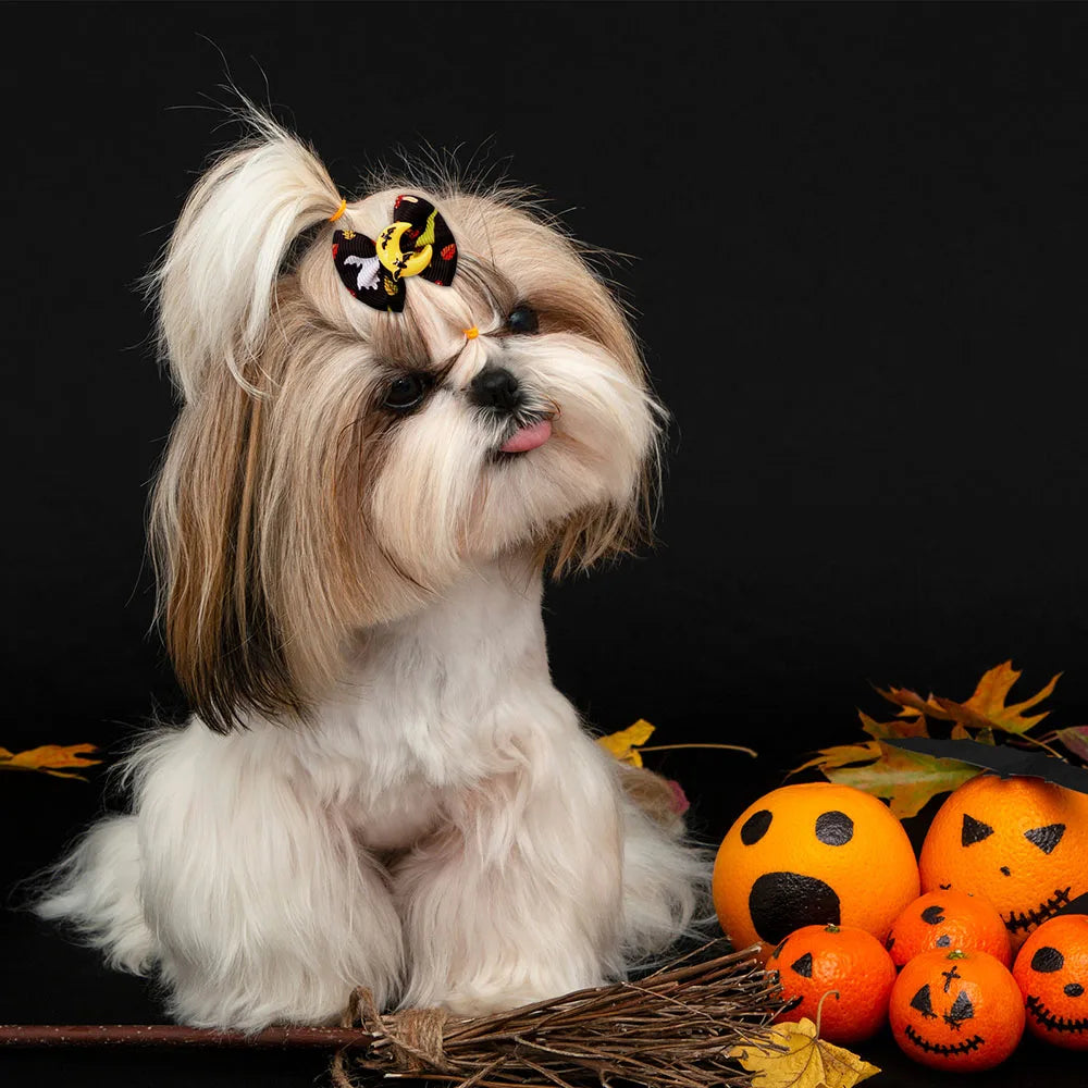 10/20PCS Halloween Pet Dog Hair Bows โ Spooky Style for Your Furry Friends