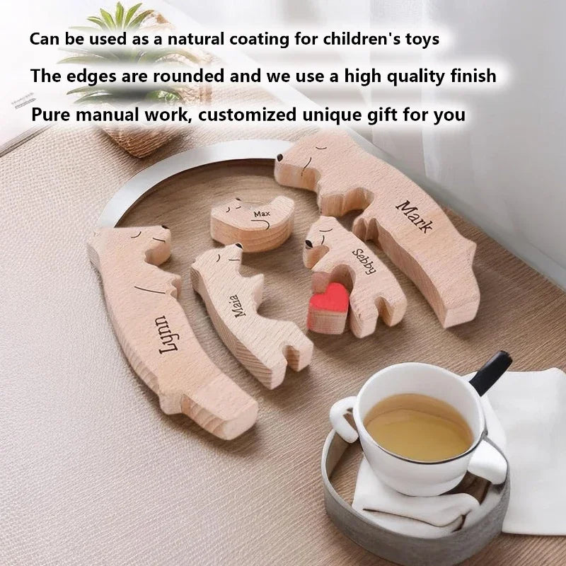 Engaging Personalized Wooden Bear Puzzle – A Heartfelt Family Keepsake