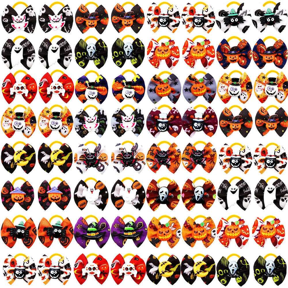 10/20PCS Halloween Pet Dog Hair Bows โ Spooky Style for Your Furry Friends