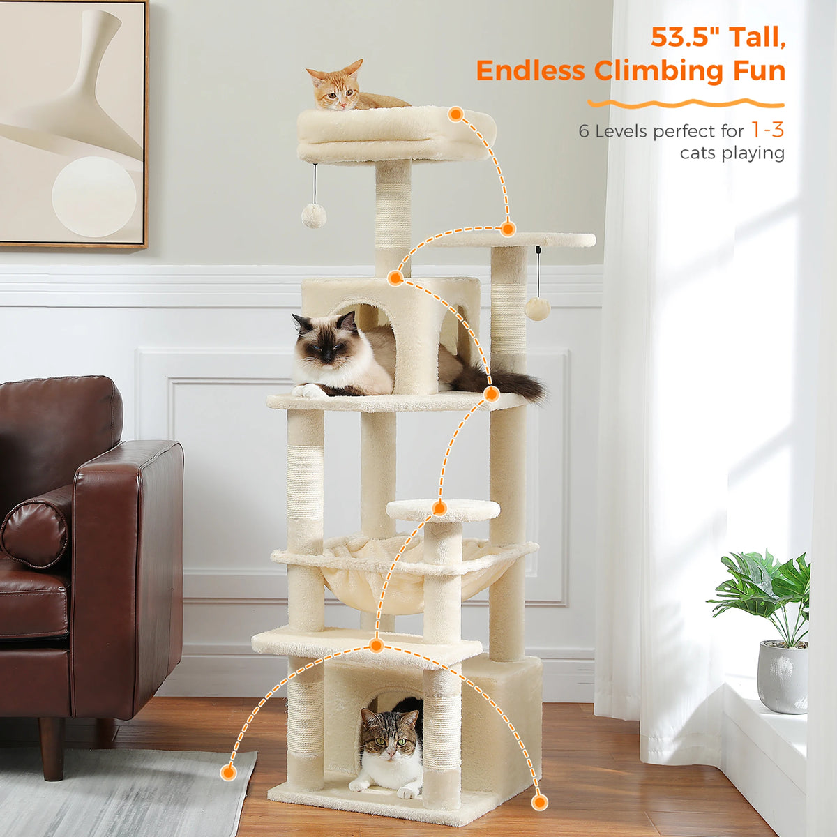 Transform Your Home with Our Large Cat Tree - 72.44 inches of Fun!
