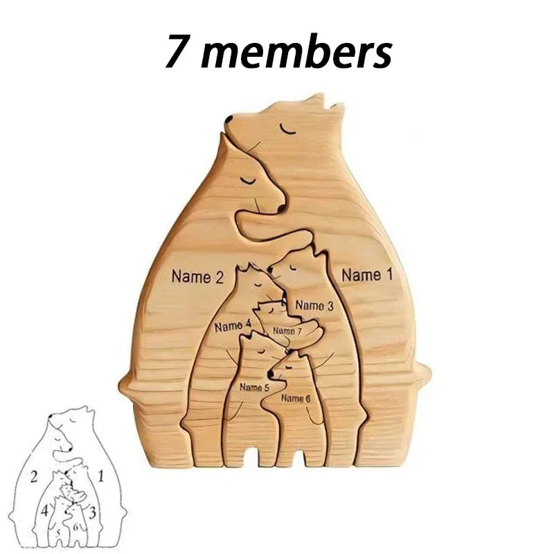 Engaging Personalized Wooden Bear Puzzle – A Heartfelt Family Keepsake